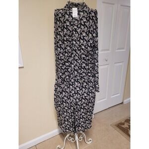 Black/White Stretch Mesh Ruched Whimsygoth Midi Dress Fully LIned Size XL‎ NWT